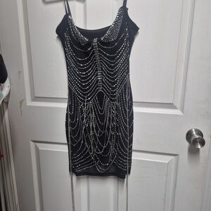 Elegant Black Beaded Dress